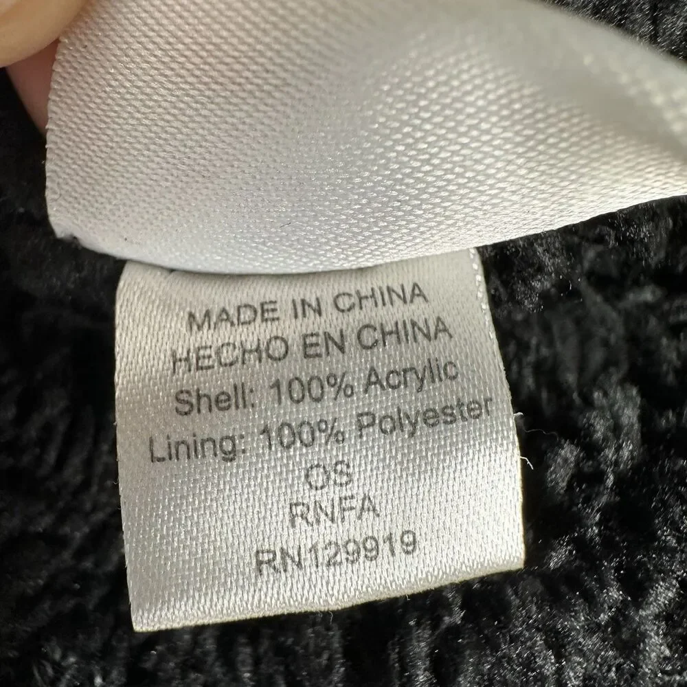 Levi's‎ Beanie Hat Charcoal Gray Ribbed Knit Cuff Faux Leather Logo Lined OSFA